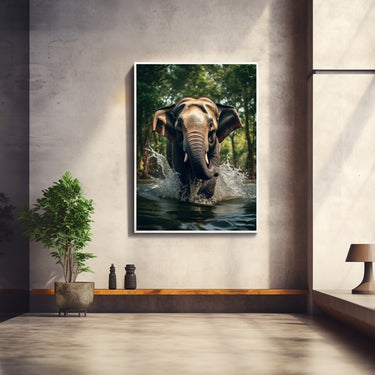 Elephant Spraying Water Painting